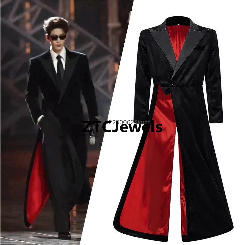 코스프레 Zhang Linghe 같은 스타일 블랙 레드 - Jacket Mens Fashion 리뷰 및 가격